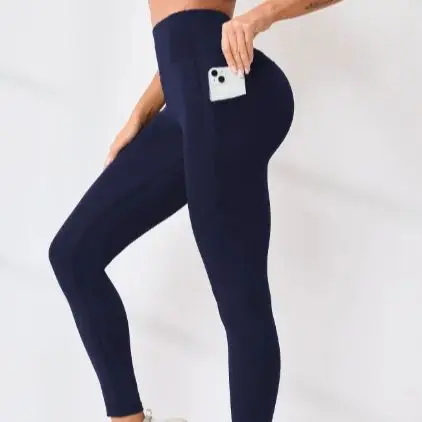 New popular cross-border yoga pants, European and American high waisted sexy slim leg solid color leggings, running outdoor spor