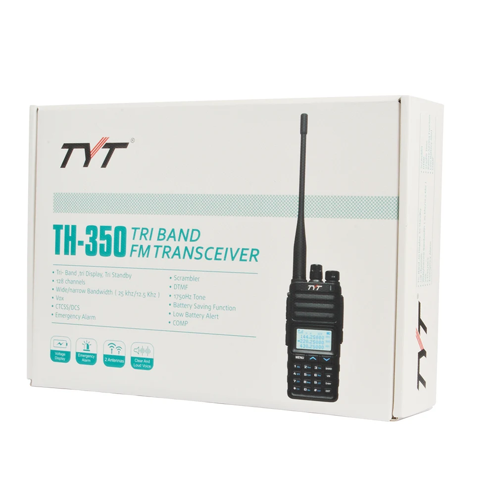 10pcs Original Walkie Talkie TYT TH-350 Tri Band VHF/UHF 5W Portable Two Way Radio Scramber Roger FM Transceiver