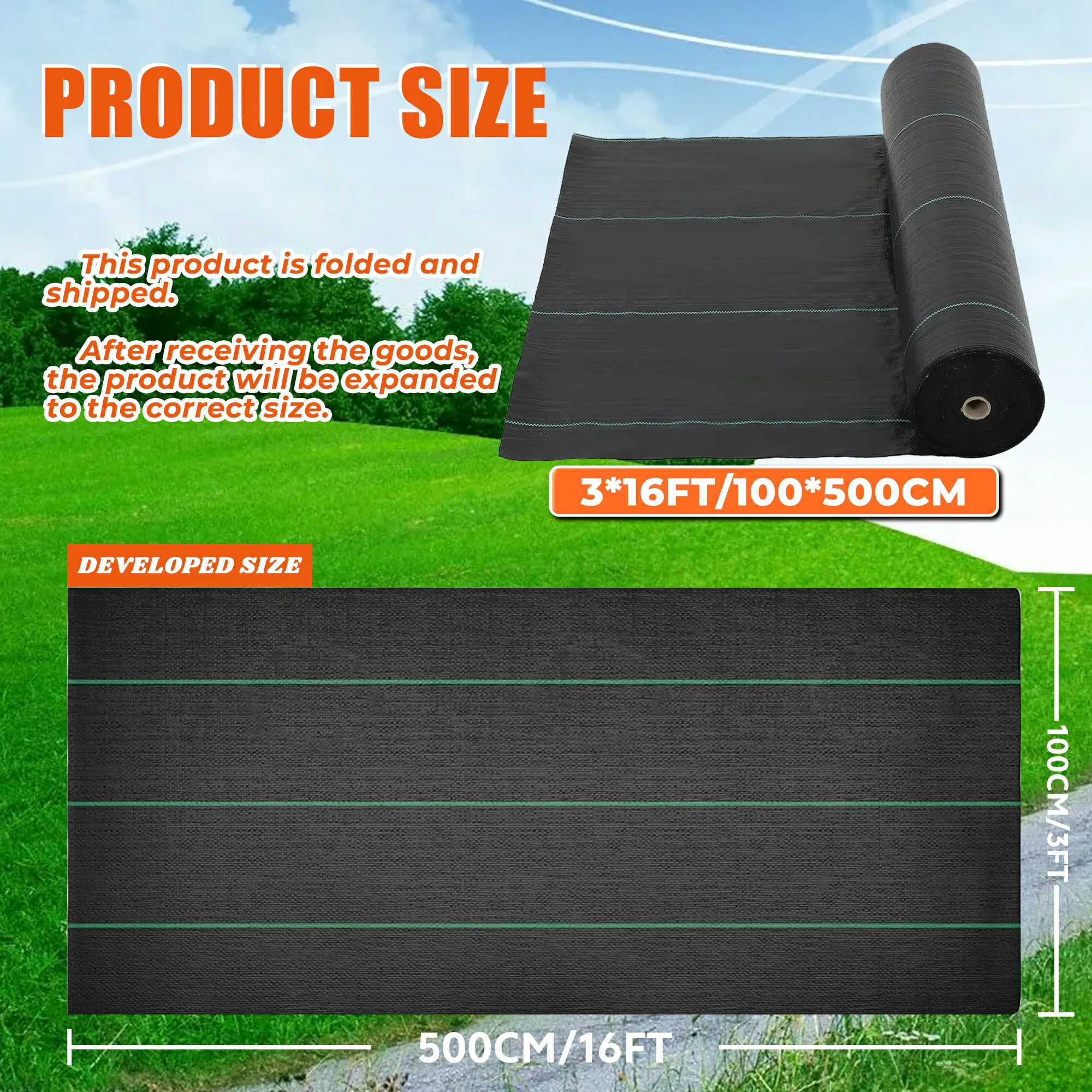 Landscape Fabric, Weed Barrier Control Fabric, Ground Grass Cover Cloth Used for Garden Landscape Weed Blocking
