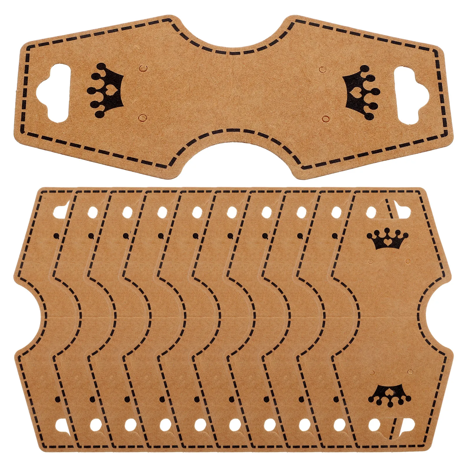 

100pcs Kraft Paper Cards 45x95mm Necklace Pendant Display Folding for Bracelet Earrings Hair Band Packaging Jewelry Storage