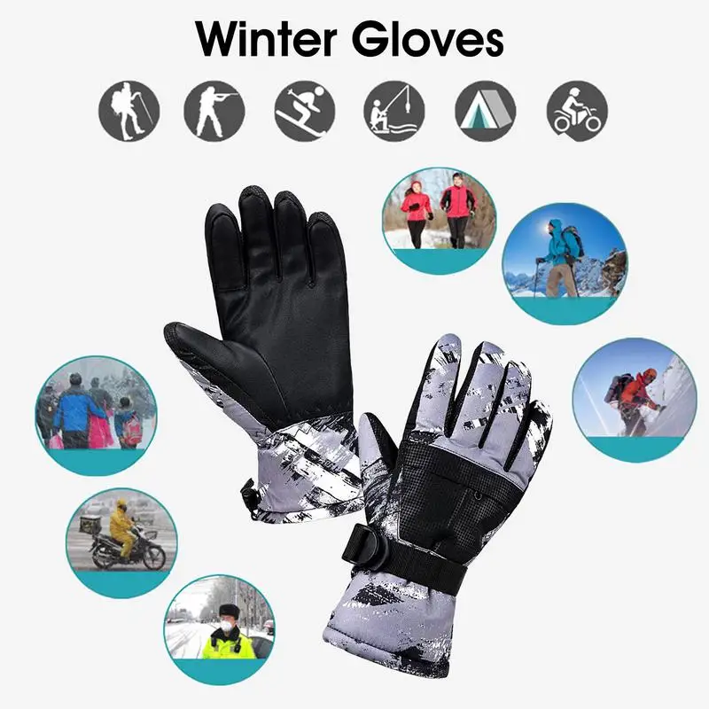 Winter Ski Gloves Warm Thick Breathable Snow Gloves Water Resistant Soft Gloves with Pocket for Winter Skiing Snowball Fights