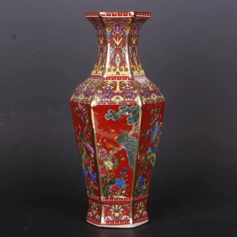 25.7CMCeramic Vase Antique Collection Living Room Decoration Enamel Porcelain Home Furnishing Ornaments Housewarming Gift