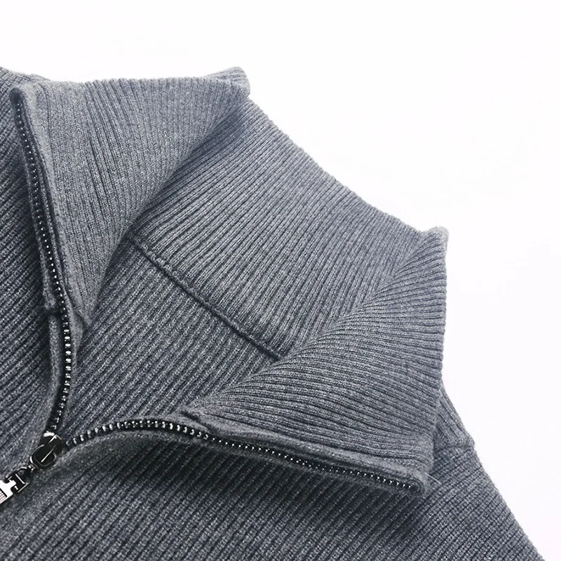 2026 Autumn Winter Men's Jacket Zipper Stand Collar Cardigan Sweater Fashion Outerwear