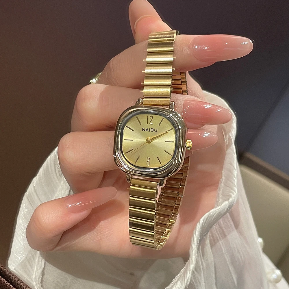 Brand Small Square Dial Ladies Watches Gold Adjustable Stainless Steel Strap Quartz Wristwatches For Women Dropshipping Clock