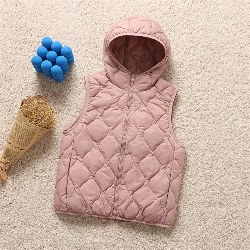 Ultra Light Down Vest Women\'s Autumn and Winter Short Loose Hooded Sleeveless Jacket 2024 New Solid Color Jacket Women\'s Vest