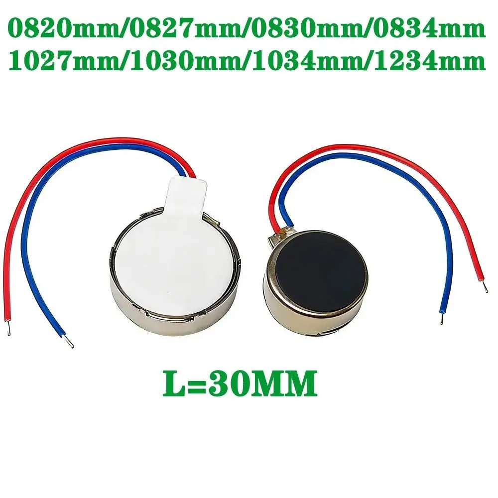 10Pcs DC 3V 3-5V Micro Vibration Motor 1027 1030 1034 1234 10000-12000rpm Flat Vibration Motor Wire Connection 8mm 10mm