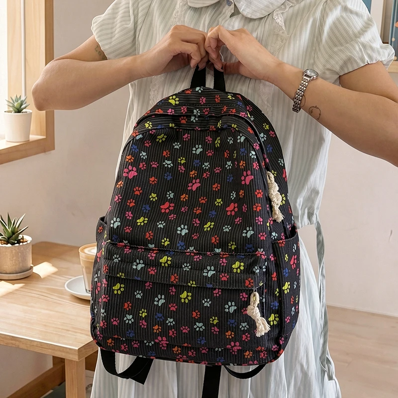 Lightweight Soft Cloth Youth School Bag Large Capacity Oxford Cute Floral Print Backpack Student Rucksack Daily Casual Backpacks