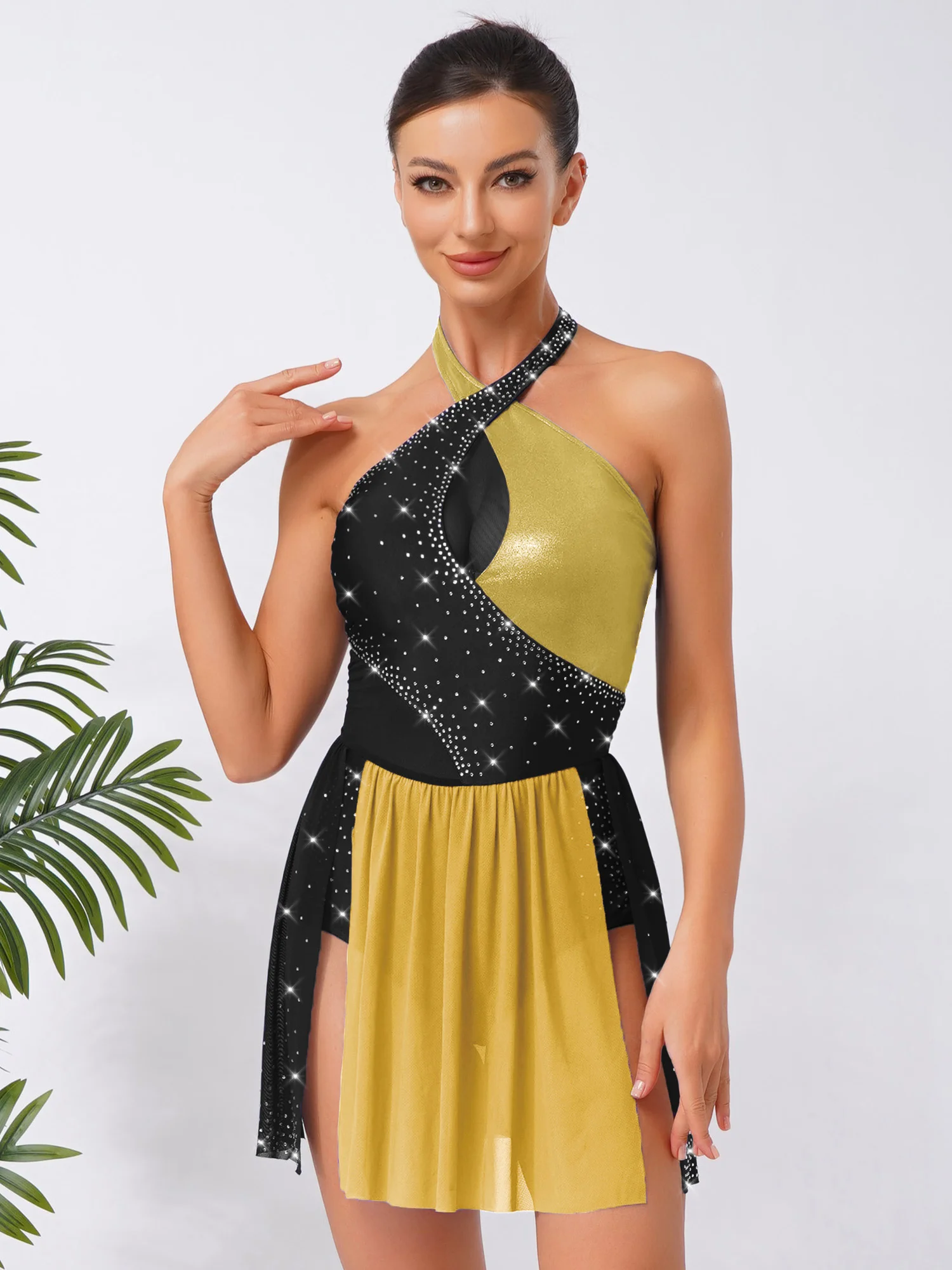 Women Figure Skating Costume Long Sleeve Latin Ballet Leotard Dress Adult Gymnastics Leotards Femme Ballroom Dancing Costume