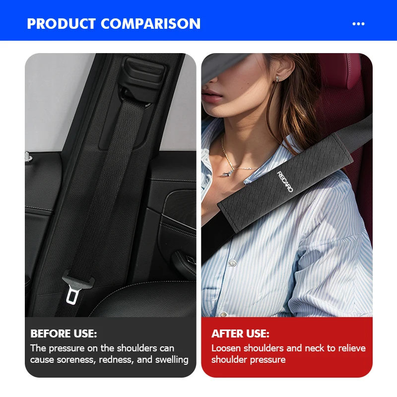 Car Seat Belt Covers Soft Leather Shoulder Pad Backpack Straps For Recaro view 4