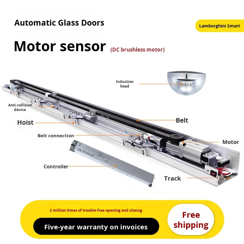Modern Design Heavy-Duty Automatic Anti-Pinch Safety Glass Electric Sliding Door Controller Brushless Motor Aluminum Alloy 100kg