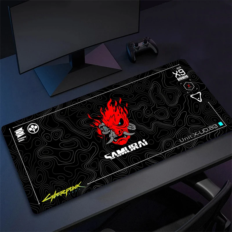 Large Desk Mat C-CyberpunkS Mousepad Gamer Accessories Black and White Mouse Mat Rubber Big Mouse Pad Computer Keyboard Pads