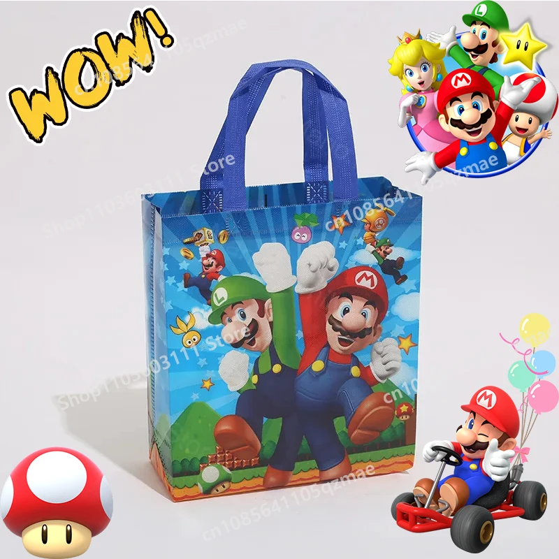 

Game Super Mario Bros Non-Woven Bag Cartoon Portable Handbag Anime Princess Peach Gift Package Children Birthday Party Supplies