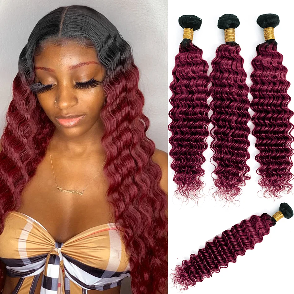 DreamDiana-Brazilian Deep Wave Pacotes de cabelo humano com fecho, Pacotes encaracolados, 3 Pacotes, 3 Pacotes, 12A