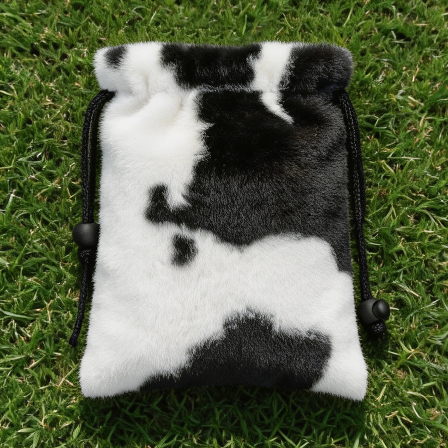 1PC Plush Cow Pattern Golf Drawstring Bag, Random Print, Portable Fluffy Pouch for Golf Balls Tees Small Accessories, Nice Gift