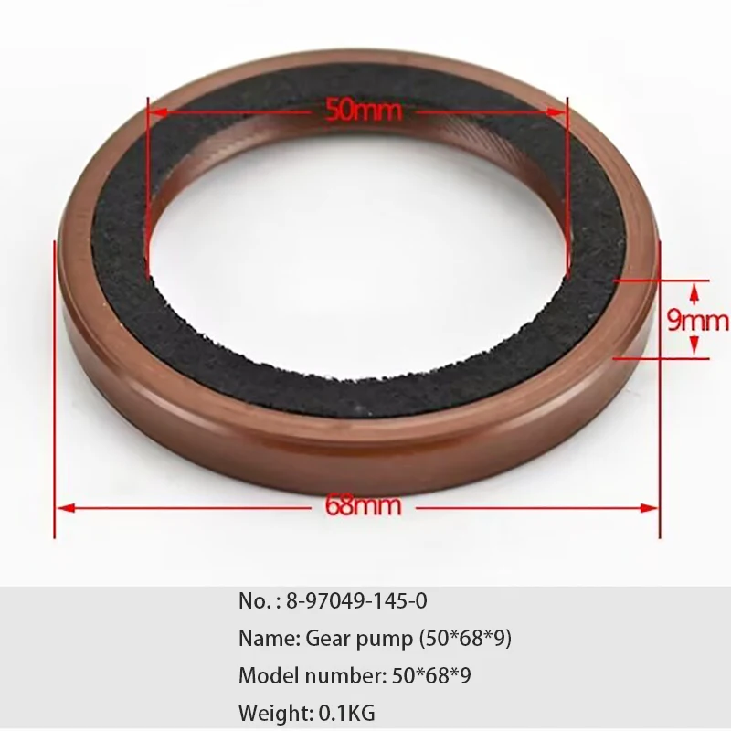 オイルシール50*68*9 # ギアポンプのためのフィッティングフォークリフトヘリhangchaオイルポンプシールリング