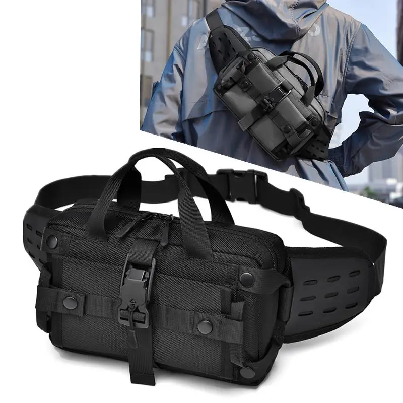 Fashion Men Waist Bag Outdoor Sports Molle Fanny Pack Multifunction Waterproof Male Chest Bag Mens Crossbody Bags Bum Hip Bags