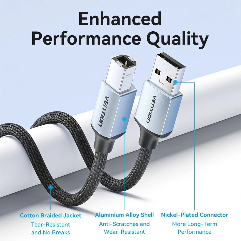 Vention USB Printer Cable USB Type B Male to A Male USB 2.0 Cable for Canon Epson HP ZJiang Label Printer DAC USB Printer