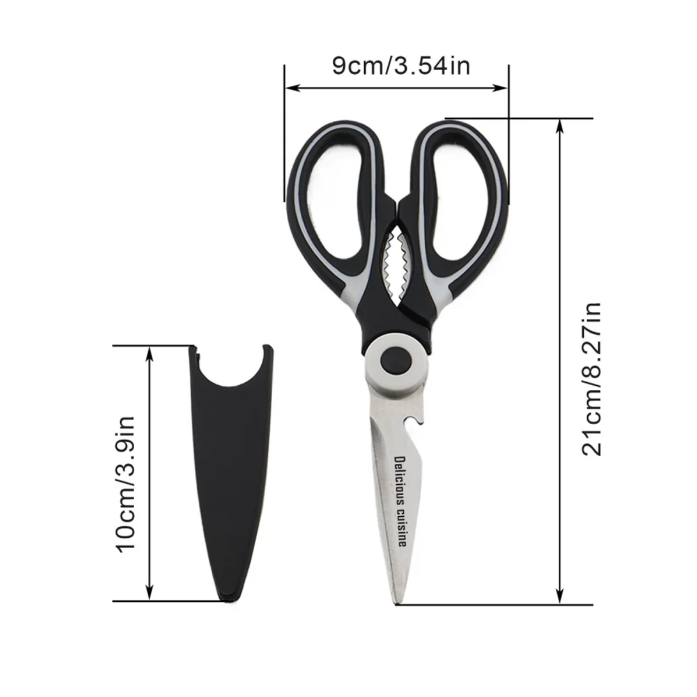 ToSSMe Stainless Steel Kitchen Household Bone Scissors Chicken Wings Fish Chopper Bottle Opener Clip Walnut Kitchen Tools Custom