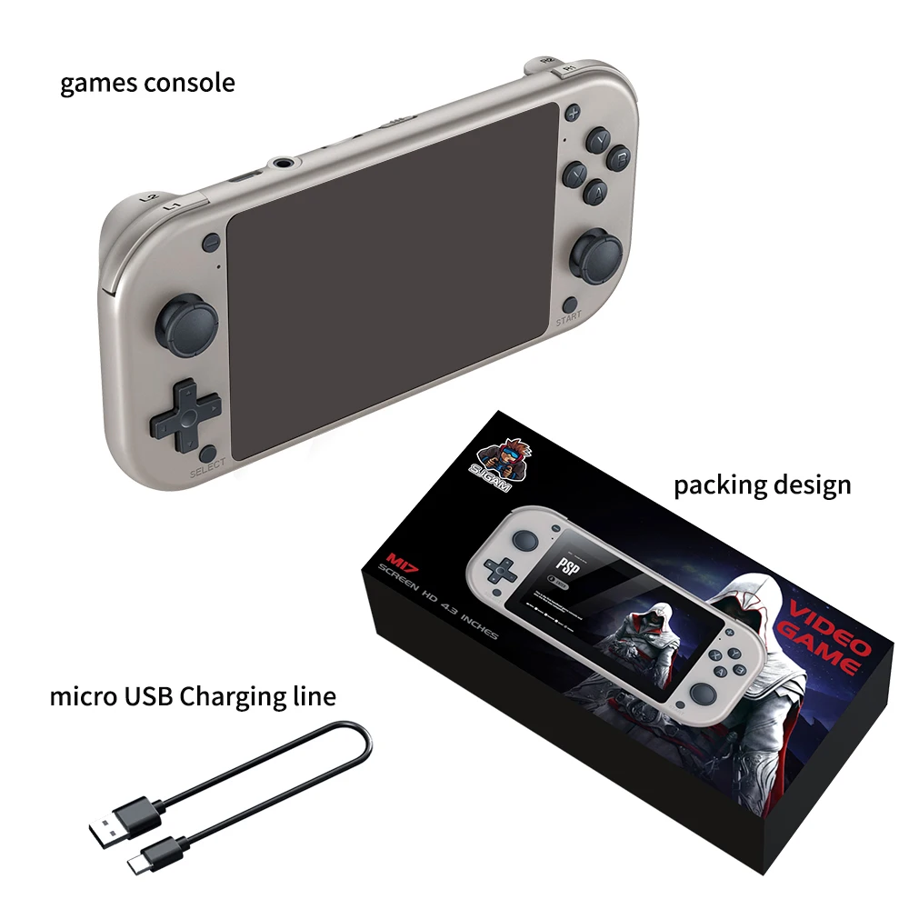 BOYHOM M17 ريترو وحدة تحكم ألعاب فيديو محمولة 4.3 بوصة IPS شاشة 64 جيجابايت المحمولة جيب نظام لينكس مشغل مفتوح المصدر