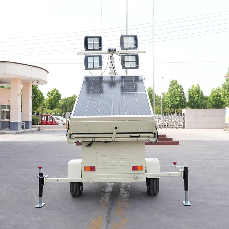 Mobile Lighting Tower Light IP65 Waterproof Silent Diesel Generator With Stabilizer Leg For Road Construction Night Illumination