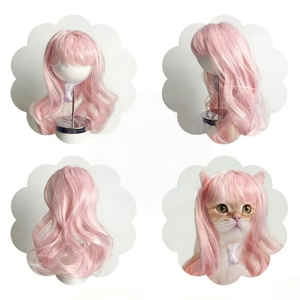 Verstellbare Haustier-Bob-Perücke mit Pony, wiederverwendbare Cosplay-Perücken für Hunde und Katzen, zum Verkleiden, angenehm zu tragen, künstliches Katzenhaar
