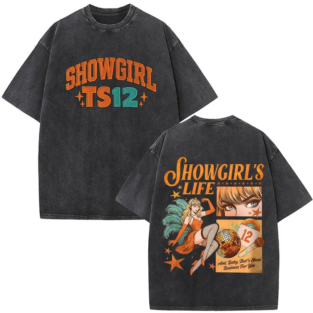 حياة فتاة الإستعراض الجرافيك تي شيرت الرجال النساء الملابس خمر غسلها تي شيرت القطن عادية المتضخم قصيرة الأكمام تي شيرت