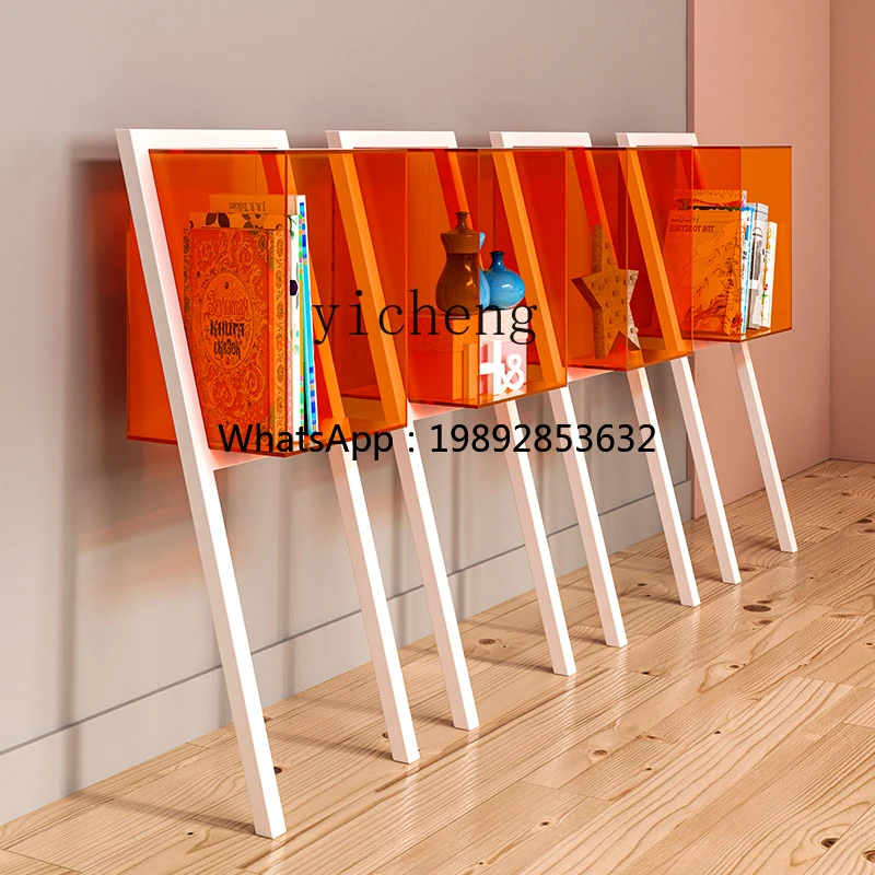 Z1 Color Acrylic Small Bookcase Small Table Wall Trapezoidal Creative Bookshelf Floor Storage Rack