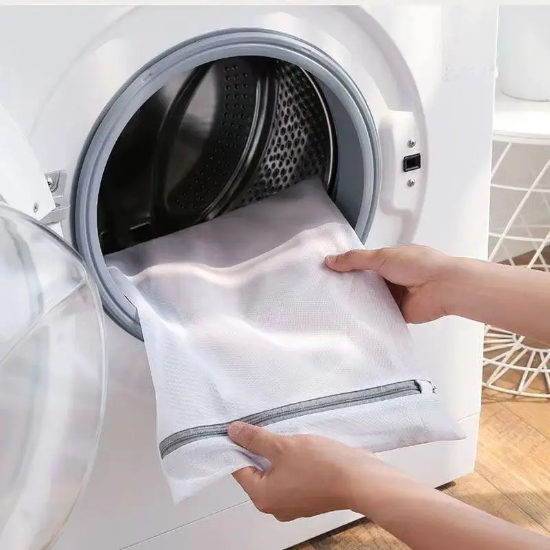 3Pcs Fine Mesh Laundry Bag Set Reusable Anti-Slip Zipper Lingerie Underwear Protector for Washing Machine Dryer