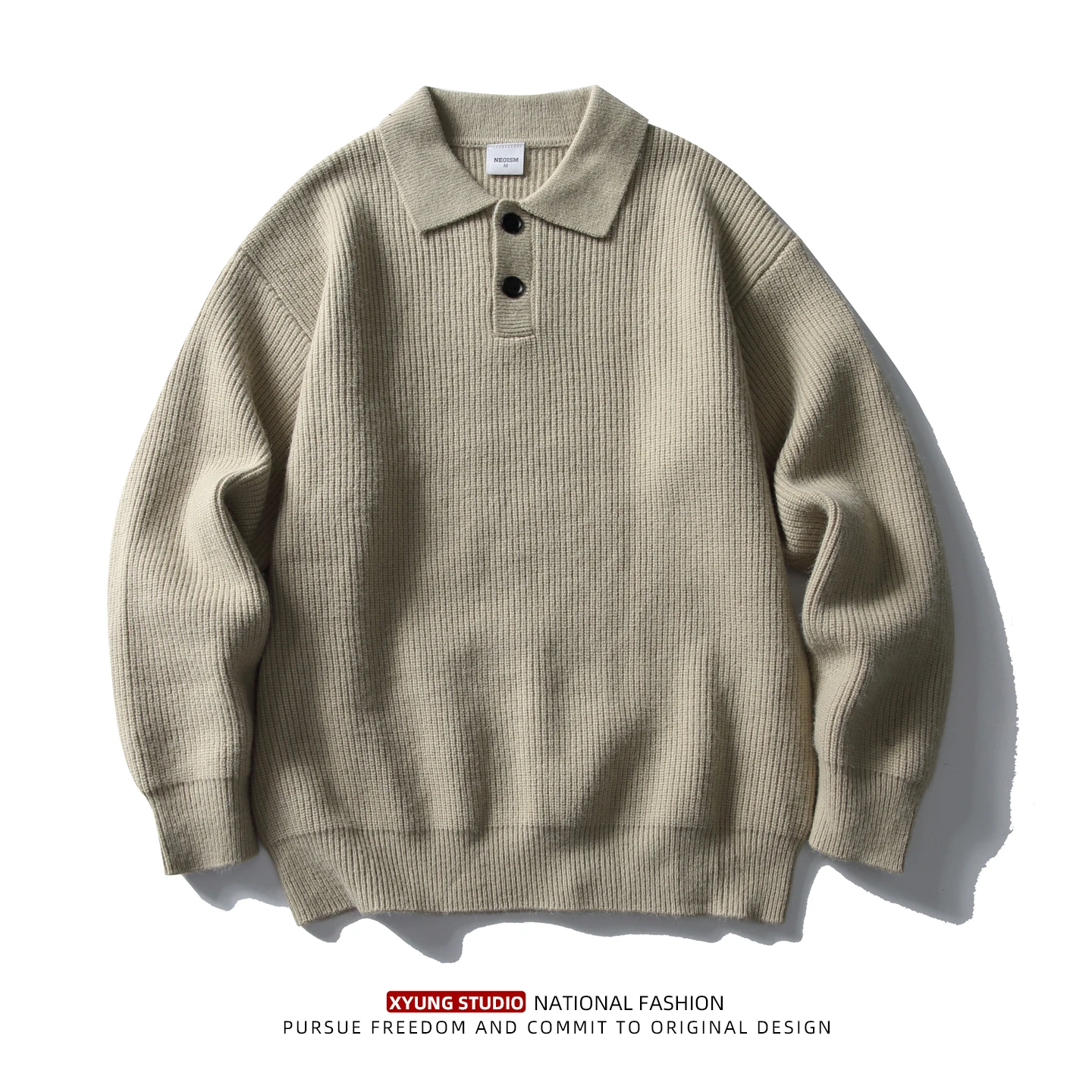 

Trendy Lazy Sle Men's Ne Sweater Thi Warm Inner Wear Knitted irt American Retro Money Sle High End Feeling