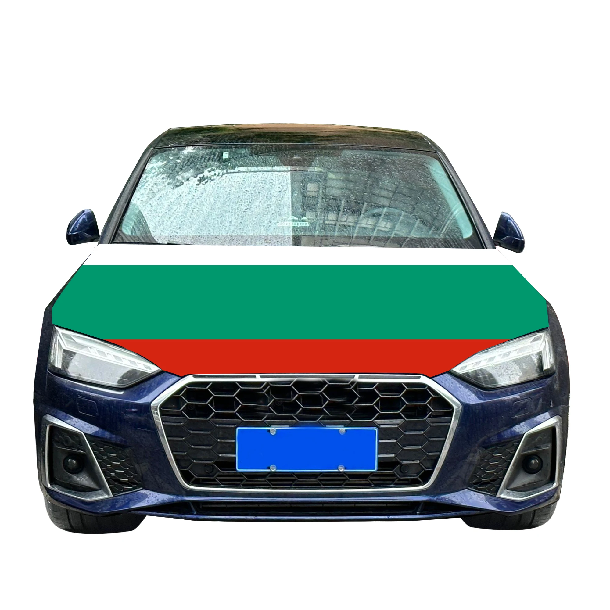 Bulgaria Car Hood Cover Flag  Universal Size Elastic Polyester 120x150cm for Car Decor