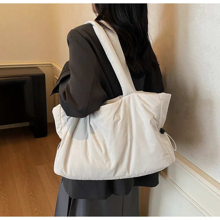 Herbst Winter Baumwolle Umhängetasche Frauen Stilvolle Tote Satchel Handtasche Geräumige Nylon Geldbörse für Arbeit Pendeln und Reisen – Detail 27