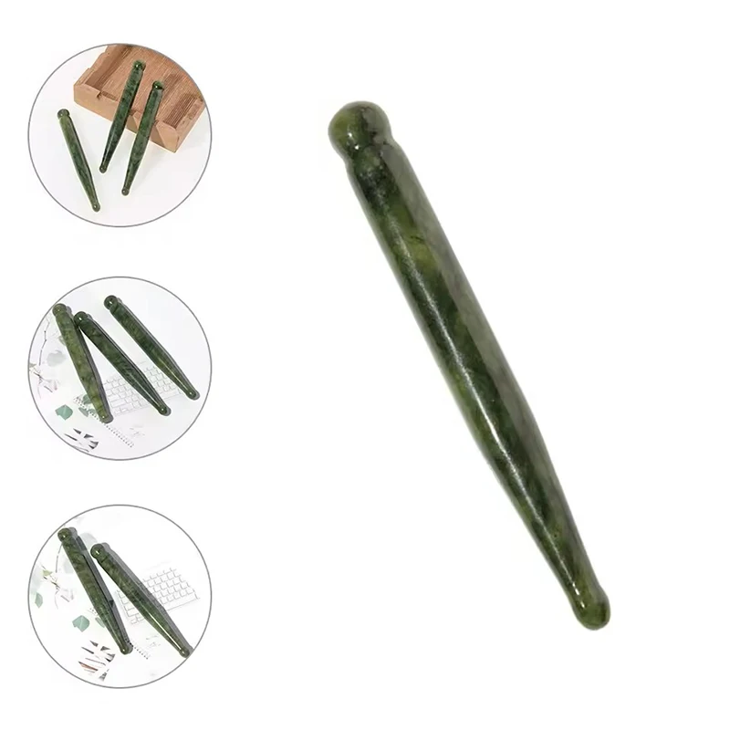 Natural Jade Acupuncture Point Massage Pen Face Scraping Hand Massager Stick Trigger Point Beauty Care Massage Tools