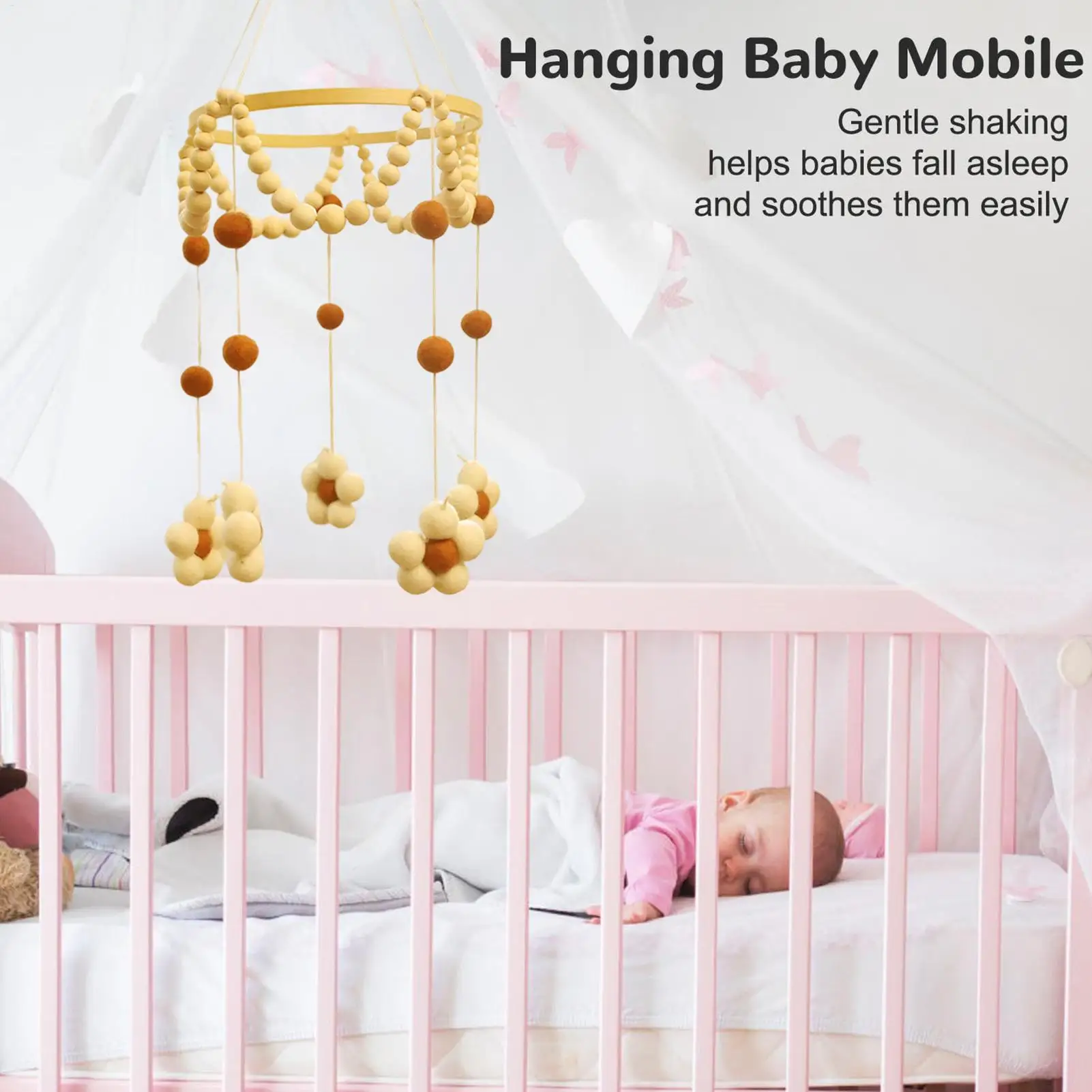 Crib Mobile Bed Bell Hangable Toys With Bell Decoration For Bassinet Playpen Room Girls Boys Overhead Bedside Bedroom