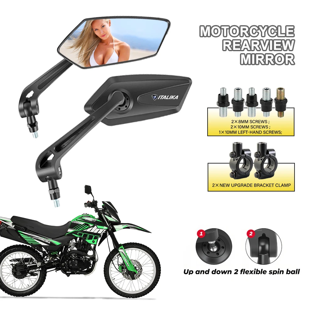 2 espejos retrovisores para motocicleta, espejo convexo plegable duradero para ITALIKA XS125 XS150 WS150 GS150 DS150 GTS175 WS175 ST90