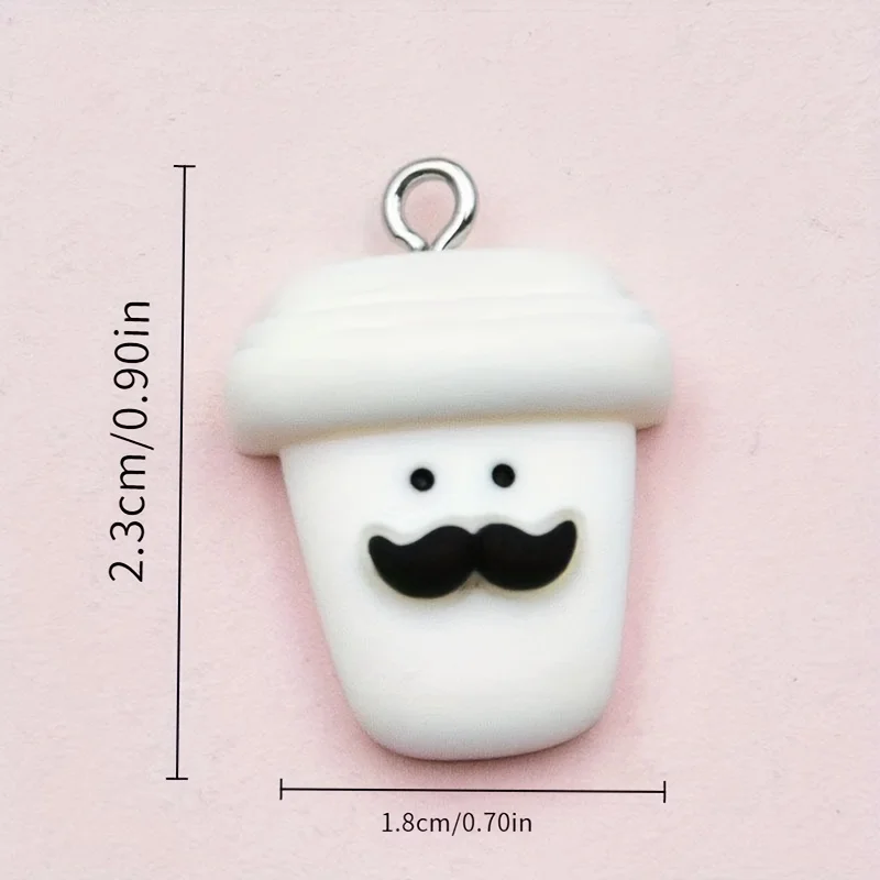 Resin Coffee Cup White beard Pendant Phone Decor Dust Plug for iPhone / Android /Type-C Ports Stylish Decorative Phone Accessory