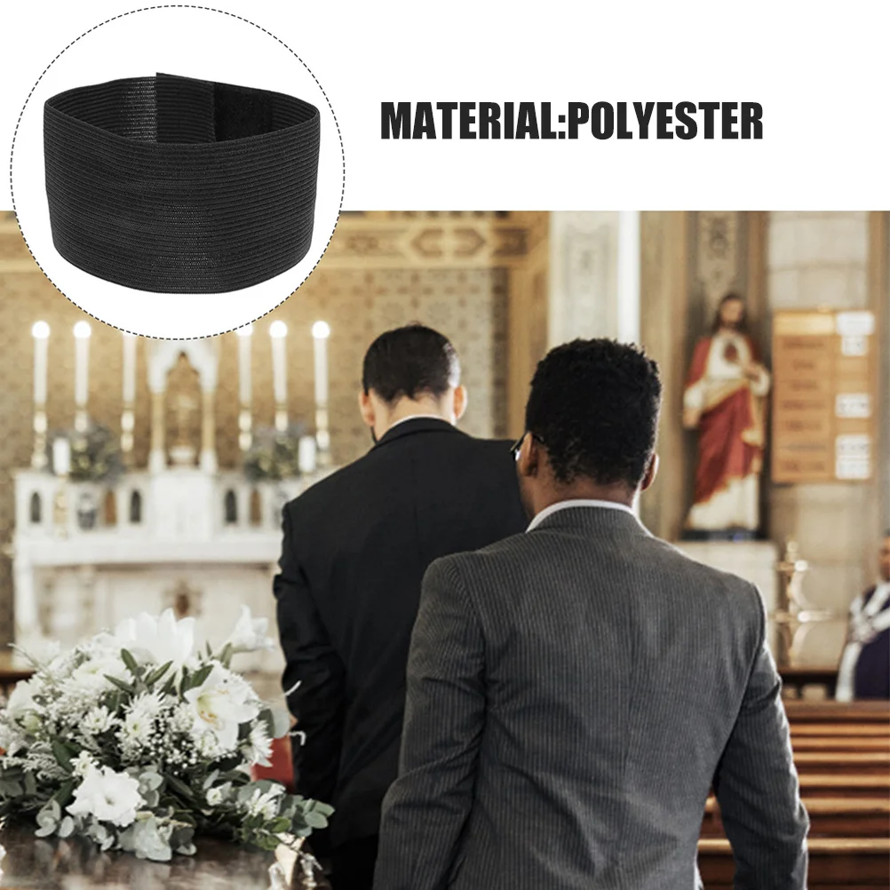 15 pçs preto elástico braçadeira funeral memorial bandas para homens mulheres ajuste confortável futebol luto acessórios