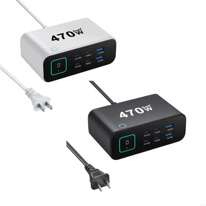 

Настольное зарядное устройство мощностью 470 Вт с цифровым дисплеем PD140W, 6-портовая быстрая зарядка для нескольких устройств