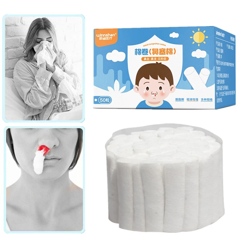50Pcs Nose Blood Stop Cotton Child Nose Bleeding Runny Nose Nose Spray Cotton Roll Outdoor First Aid Supplies view 4