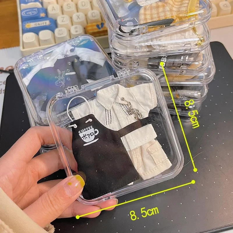 

Портативный прозрачный ящик для хранения кукольной одежды, ящик для хранения кукольной одежды Bjd, аксессуары для игрушек, маленькая юбка-органайзер, пыль