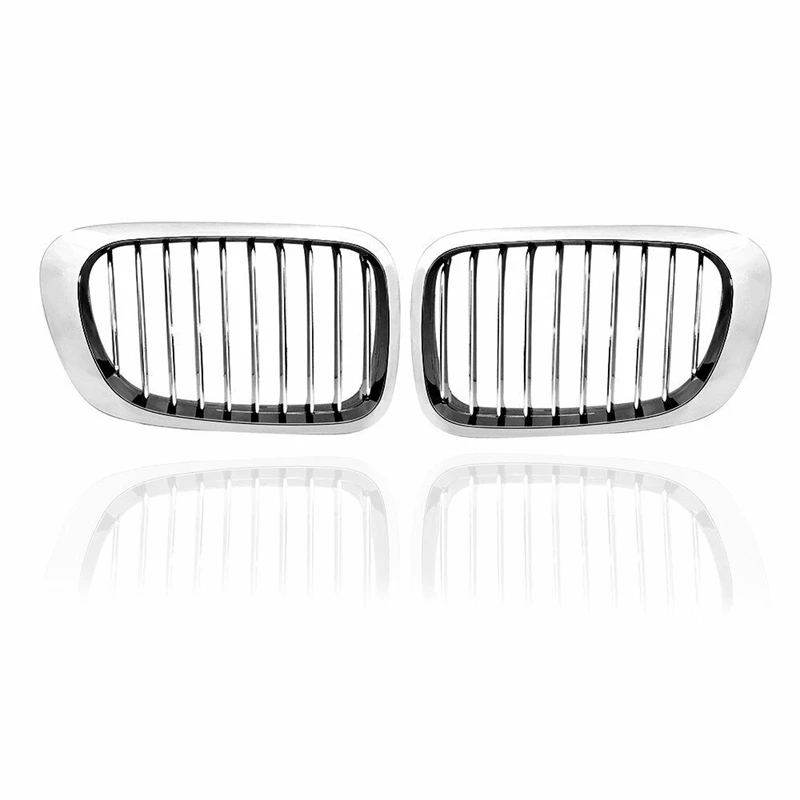 1 Pair Front Kidney Grill Grille Chrome For -BMW E46 325Ci 330Ci 3 Series Coupe 2DR 1999-2002