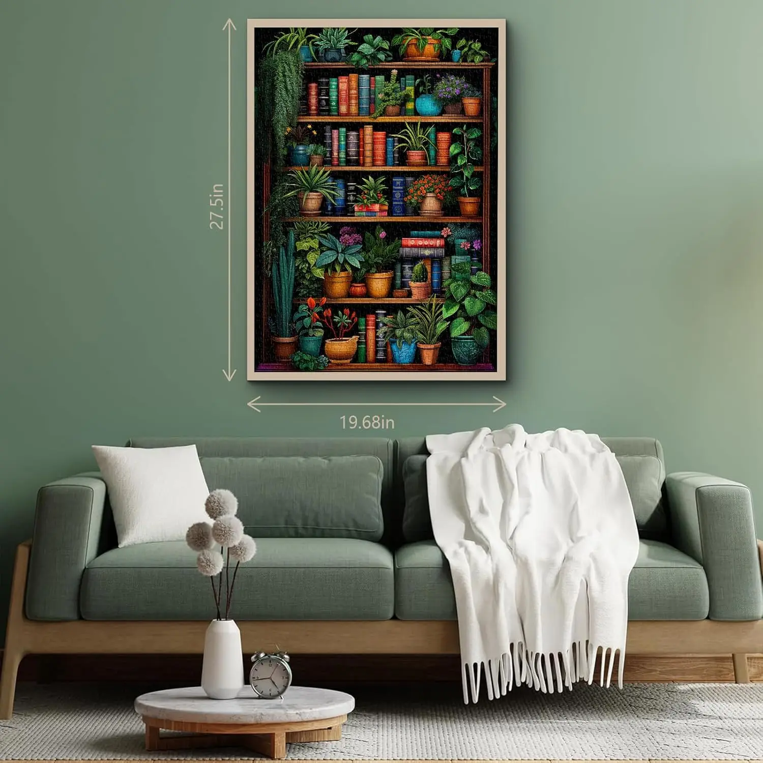 Plant Lover Bookshelf Jigsaw Puzzle 120-1500 Pieces Lush Greenery and Books Puzzle Relaxing Game Plant Home Decor