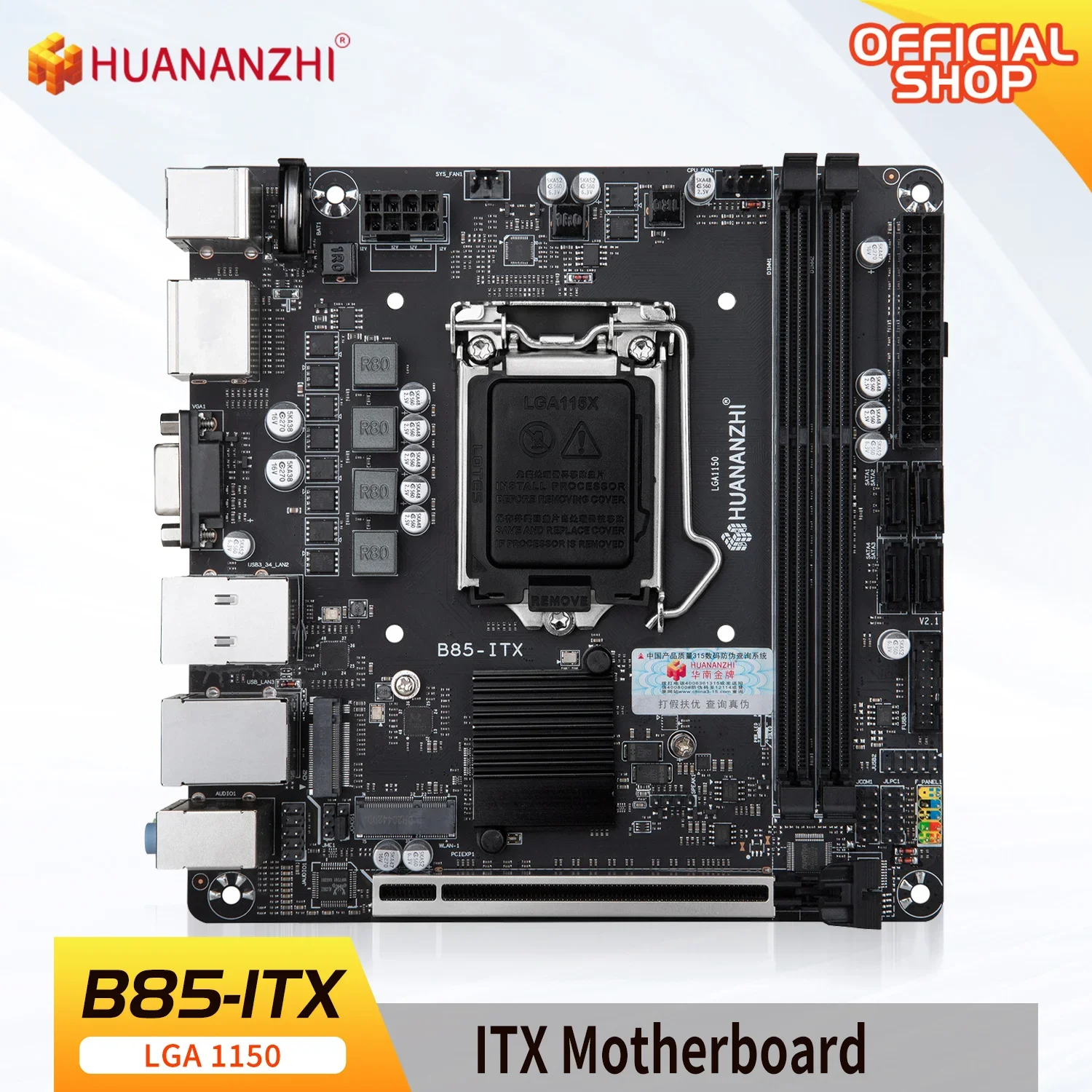 HUANANZHI B85 ITX Motherboard ITX Intel LGA 1150 i3 i5 i7 E3 DDR3 1600MHz 16GB M.2 SATA USB3.0 VGA DP HDMI-Compatible