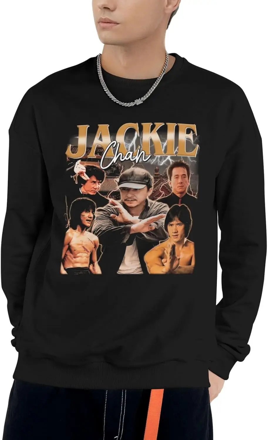 Jackie Chan Man'S Hoodies Casual Sweatshirts Long Sleeve Round Neckline Pullover Hoody