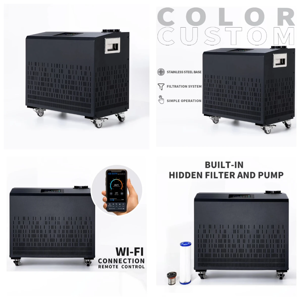 

1HP WiFi-Controlled Ice Bath Chiller, 220V, R410A Compressor & Pump – Supports Immune Health