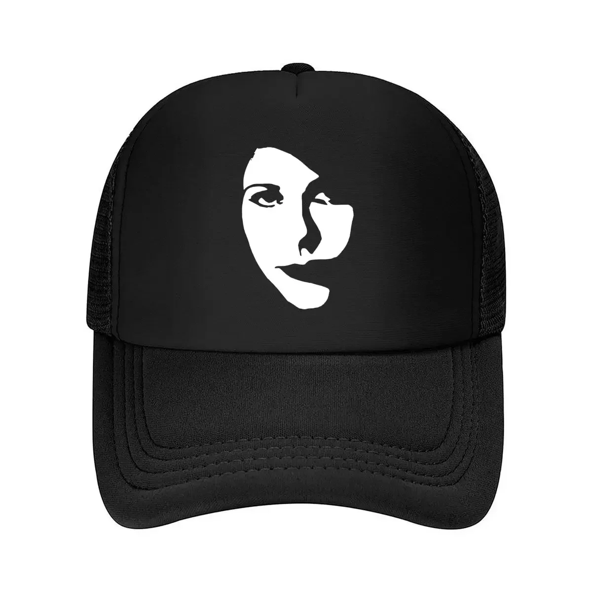 2026 “White Silhouette” - Minimalist Art, Simple Face Shape for Abstract or Mystery Themes Mesh Baseball Cap