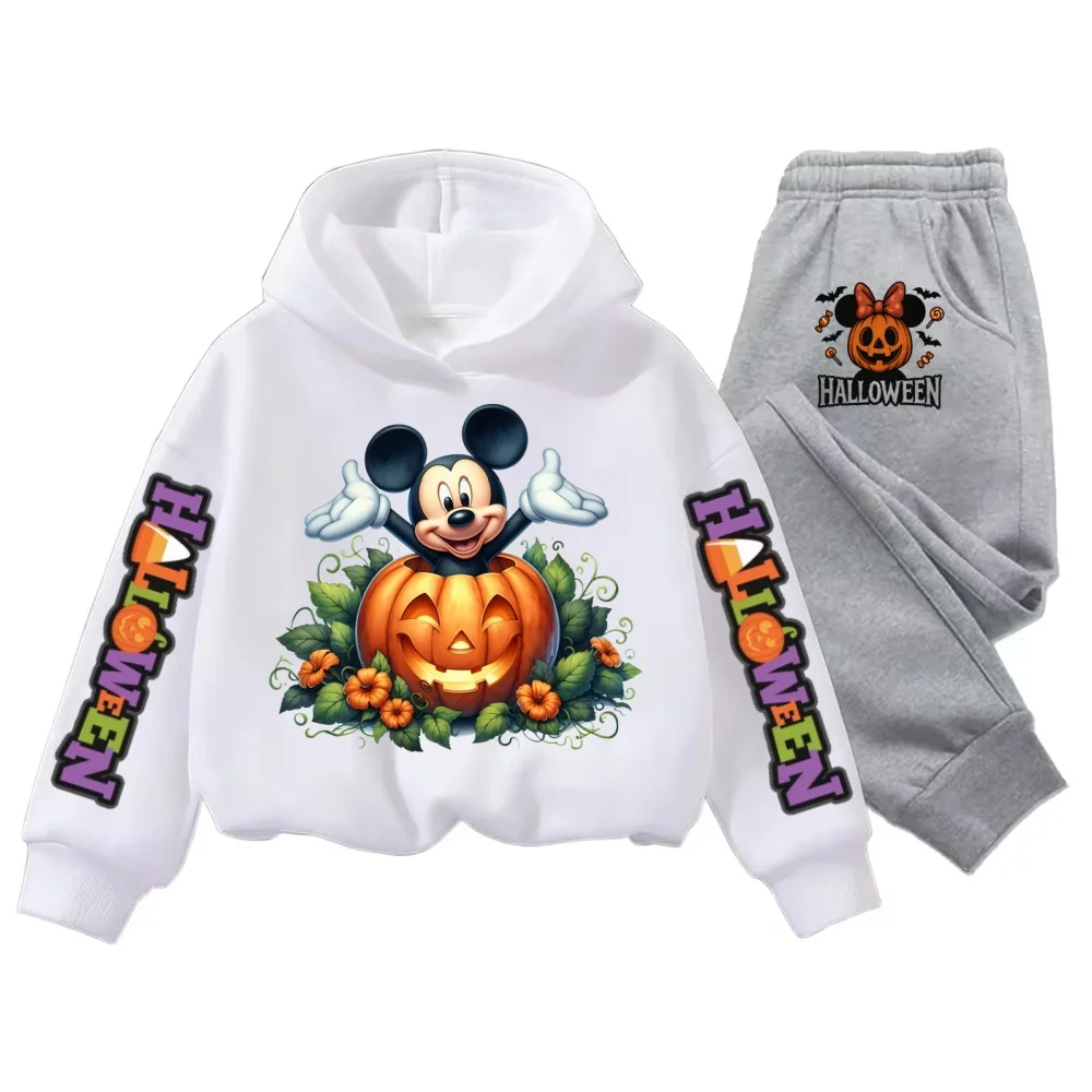 ฮาโลวีนดิสนีย์มิกกี้เมาส์พิมพ์ลายเสื้อฮู้ดเด็กชุดฤดูใบไม้ร่วงและฤดูหนาวเสื้อแขนยาวเสื้อสวมหัวเด็กชายและเด็กหญิง