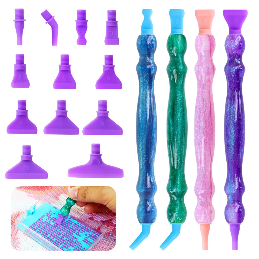 5D Diamond Painting Pen Kit Resin Point Drill Pens with Multifunctional Tips Embroidery Cross Stitch Accessories