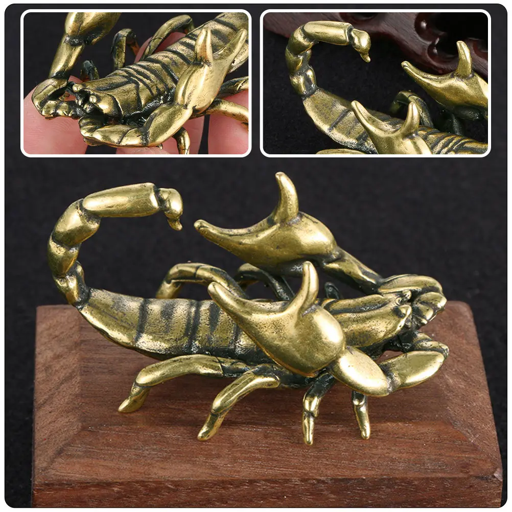 Scorpion Shape Pen Holder Premium Brass Decor Desktop Ornament Retro Style Long-Lasting Brass Craft Office Table Display