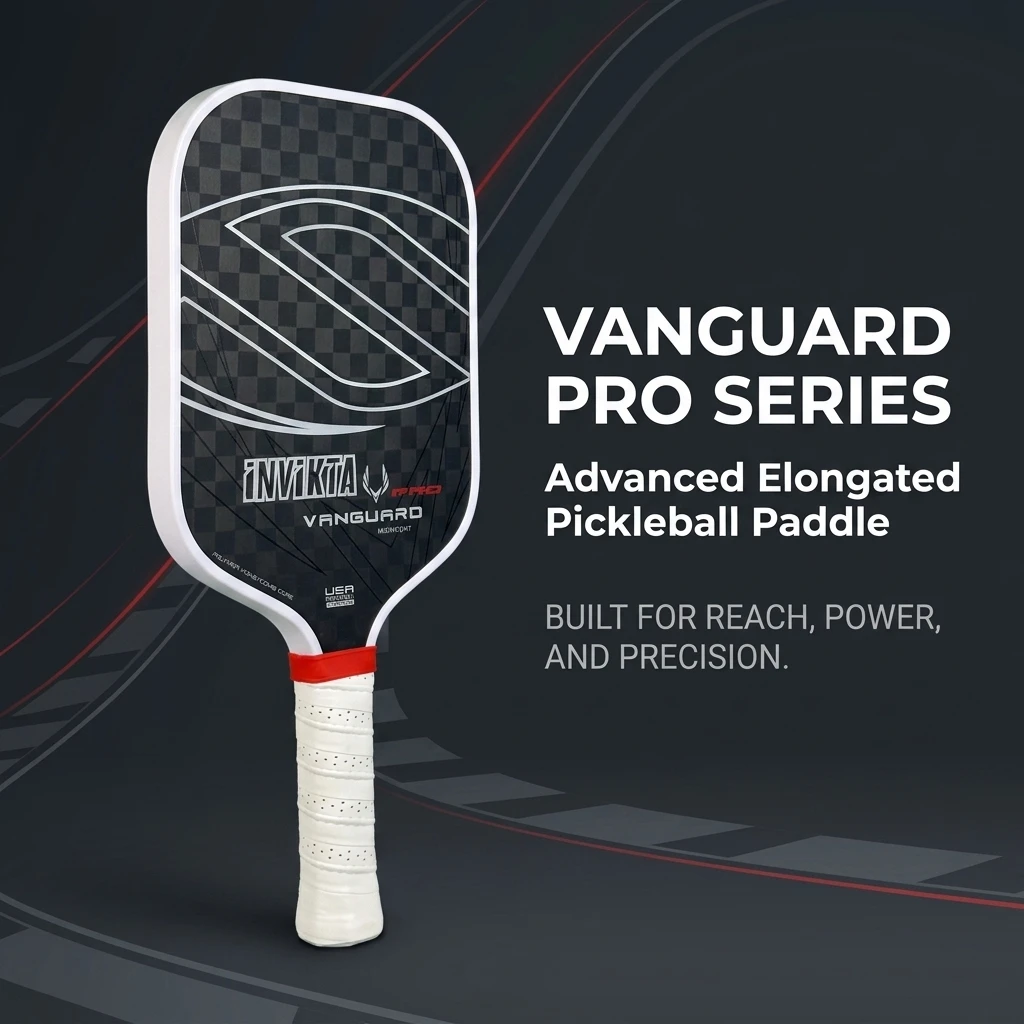 VANGUARD INVIKTA PRO 12K Raw Carbon Fiber Pickleball Paddle 16MM Polymer Honeycomb Core Supreme Spin Enhanced Power and Control