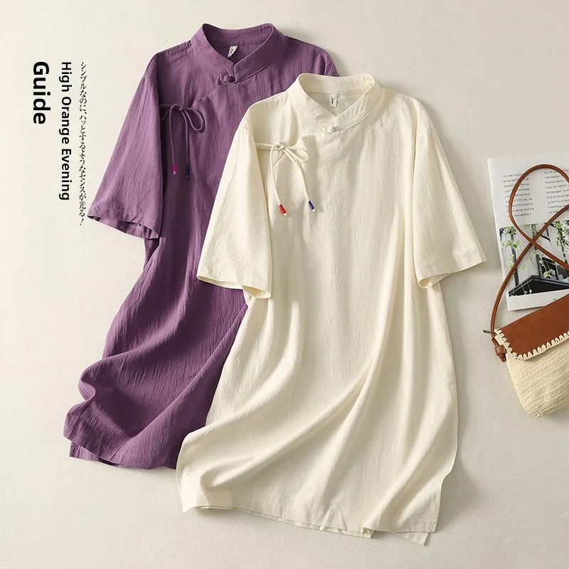 

Новая женская блузка в китайском стиле из хлопка и льна, с длинным рукавом, воротником-стойкой, традиционная униформа для тай-чи, однотонная